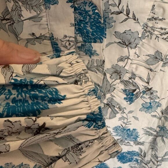 SECULAR LAB  Liberty Print Floral Print White Blue Button Mock Neck Tunic Sz XS - Picture 6 of 14